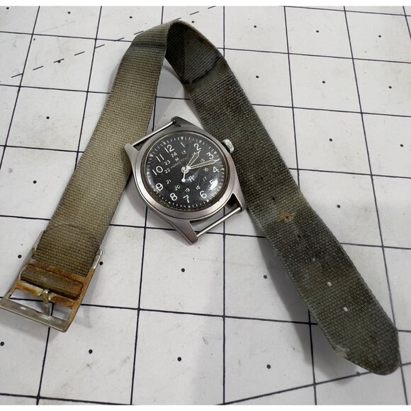 Vintage HAMILTON Avirex #921980 Military Style Wrist Watch C.1979 RARE Khaki - Picture 9 of 12
